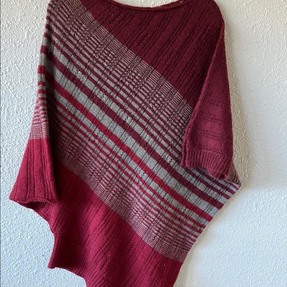 Elegant Burgundy and Gray Women's Dress Sweater